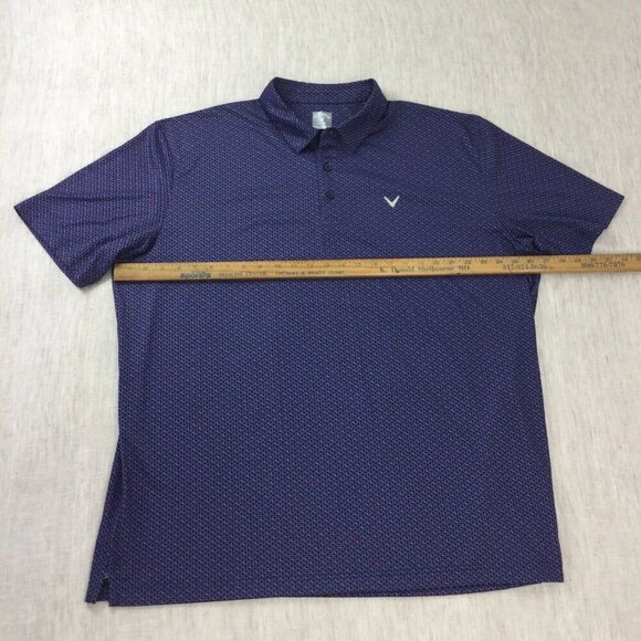 Callaway Polo Shirt Mens 2XL Navy Golf Performance Short Sleeve Slit Pullover - Picture 8 of 10